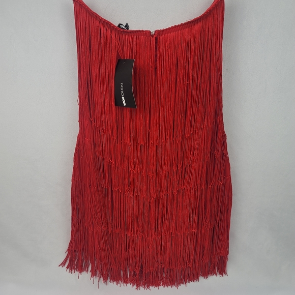 NWT Red strapless prohibition fringe dress - Picture 5 of 6